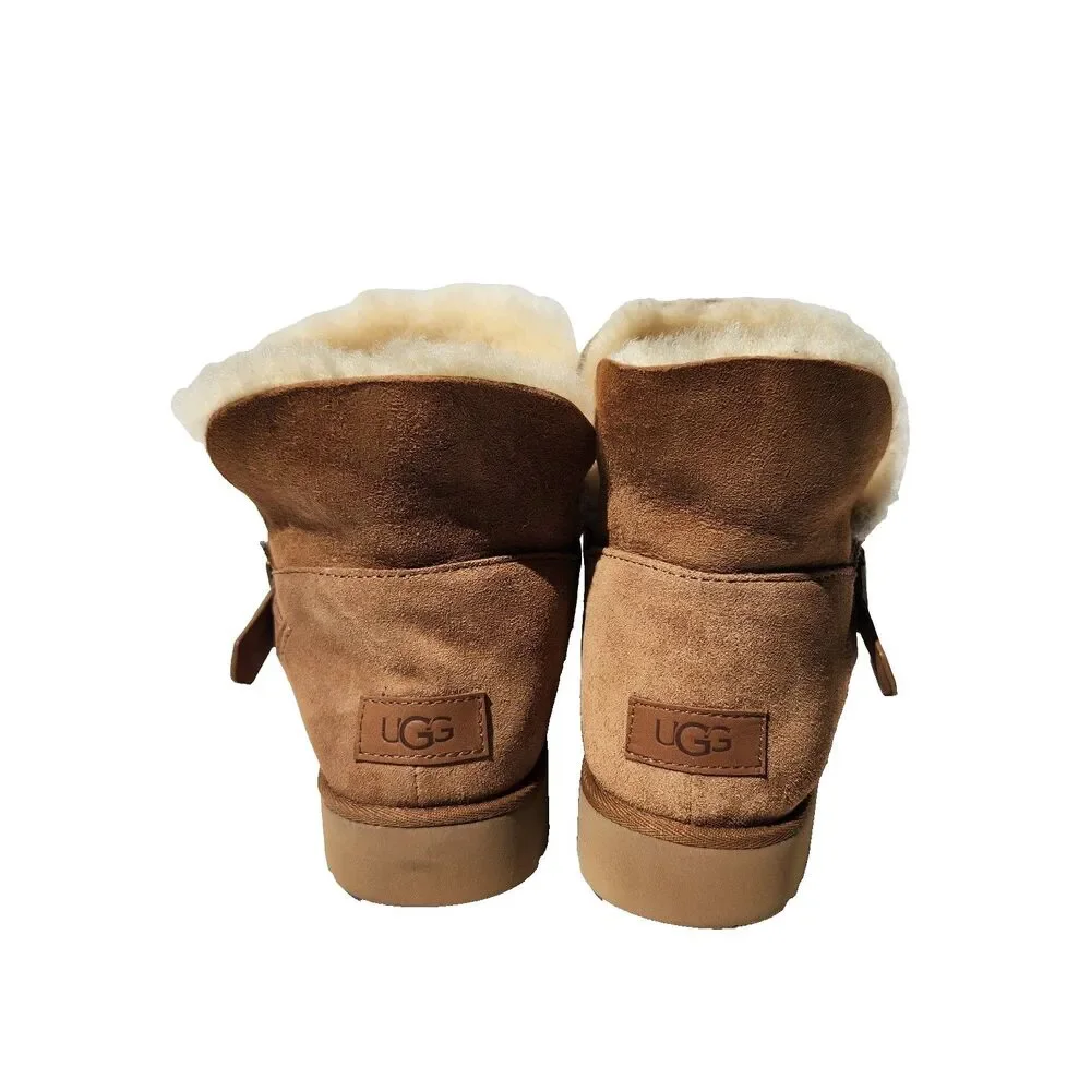 Ugg Romely Short Buckle Ankle Boots Womens Size 9 Chestnut Brown Suede Fashion